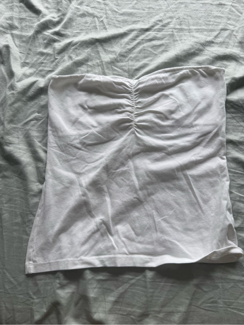 Brandy Melville White Tube Top with Light Blue Nail Accent
